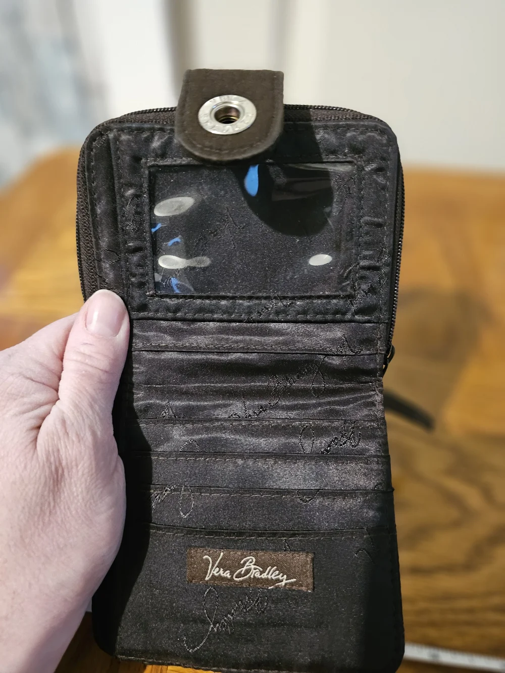 Black Quilted Vera Bradley Snap & Zip Wallet - Picture 5 of 6